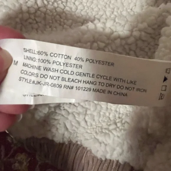 Ashley Sunrise Collection Corduroy Sherpa Hoodie Jacket Taupe Medium - Picture 2 of 7